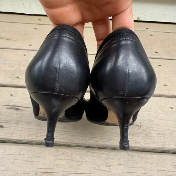 Salvatore Ferragamo Neissa pumps in black suede and leather shoes size 7.5 B - Picture 9 of 16